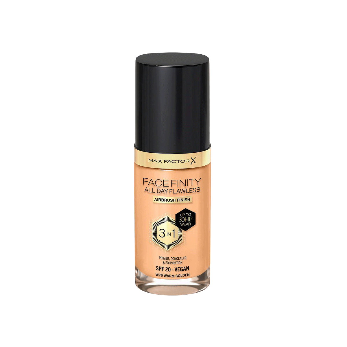 Max Factor Facefinity All Day Flawless 3-In-1 Foundation W76 Warm Golden, 30ml - Smink