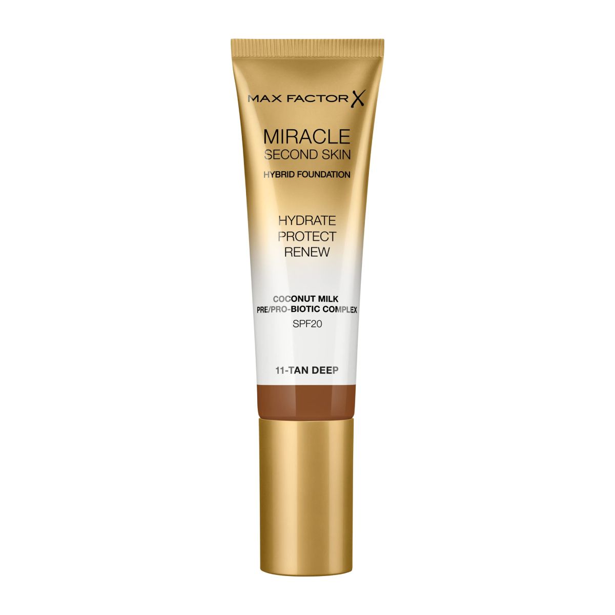 Max Factor Miracle Second Skin Hybrid Foundation 11-Tan Deep, 33ml - Smink