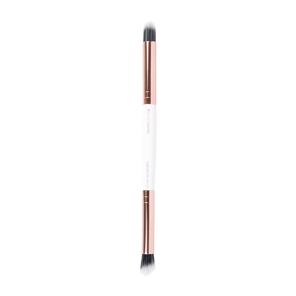Brushworks Highlight & Contour Brush- Pink & Gold - Smink