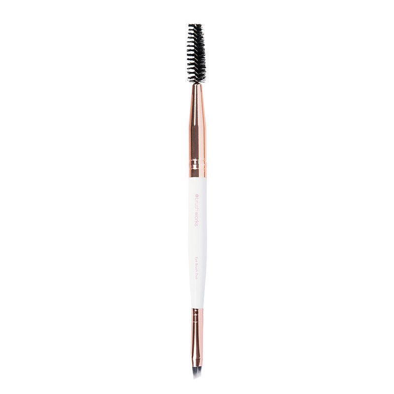 Brushworks Double Ended Brow Brush -White & Gold - Smink