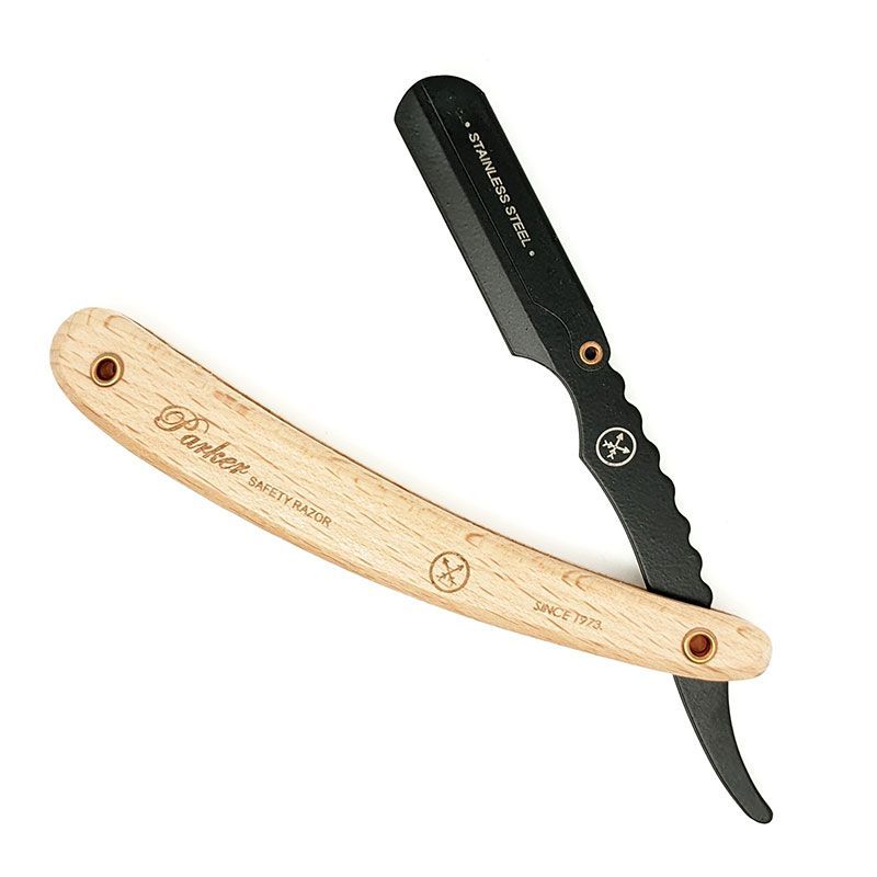 Parker Light Wood Handle Clip Type Black Blade Holder Barber/Straight Razor - Smink