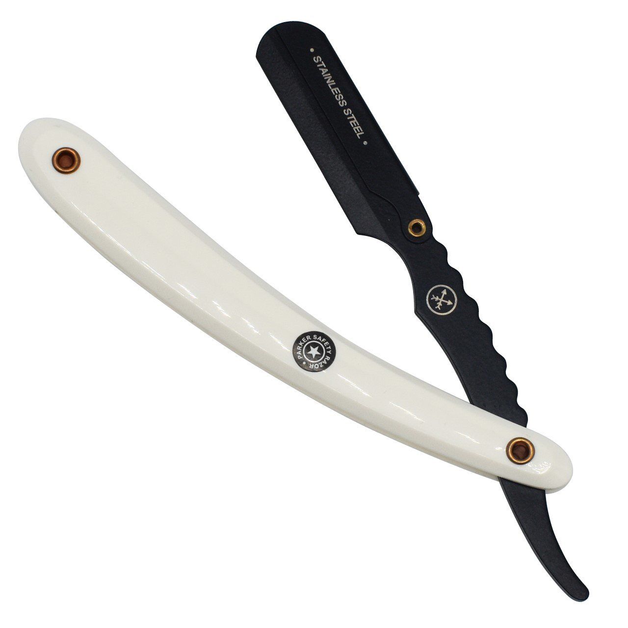 Parker White ABS Handle Clip Type Black Blade Holder Barber/Straight Razor - Smink