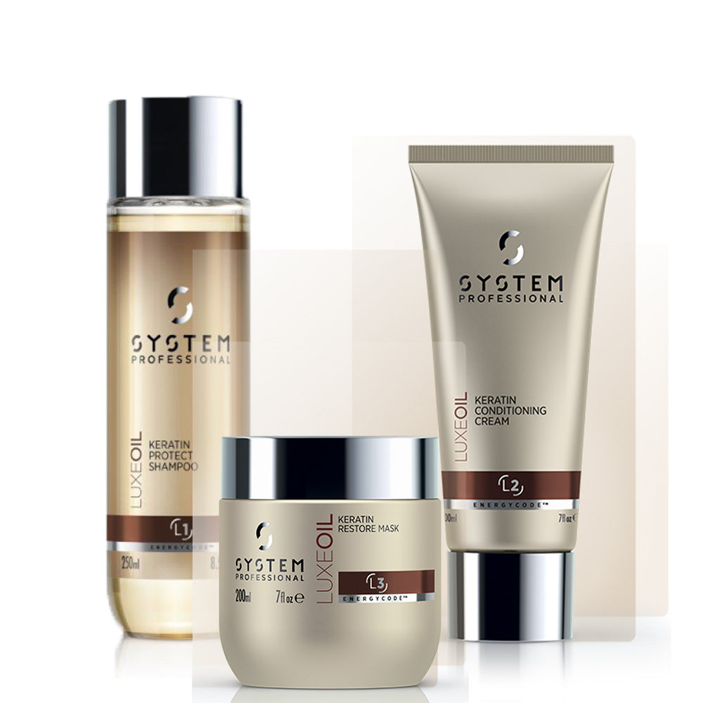 SYSTEM Professional, System Luxe Oil Keratin Trio Shampoo + Conditioner + Mask