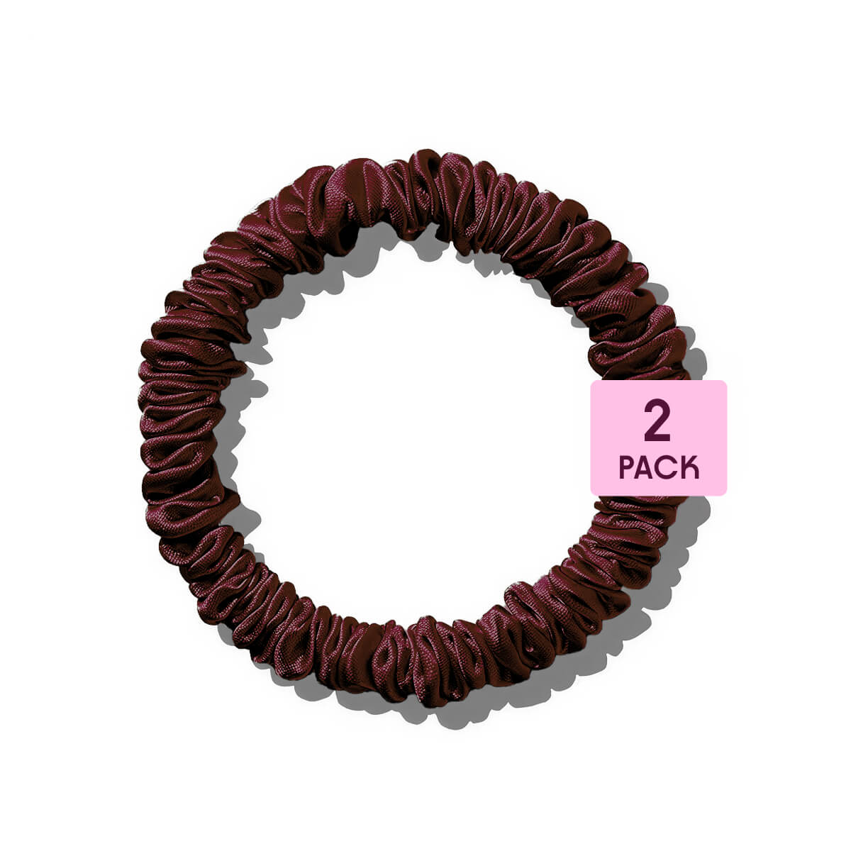 Poppie, Scrunchie 100% Mulberry Silk Burgundy 2-pack
