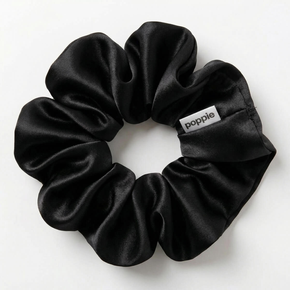 Poppie, Scrunchie 100% Mulberry Silk Black