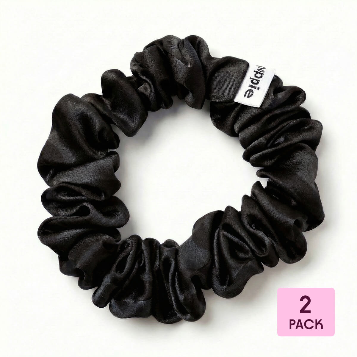 Poppie, Scrunchie 100% Mulberry Silk Black M