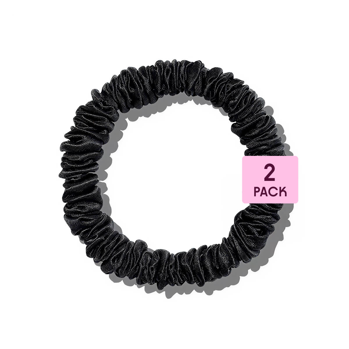 Poppie, Scrunchie 100% Mulberry Silk Black 2-pack
