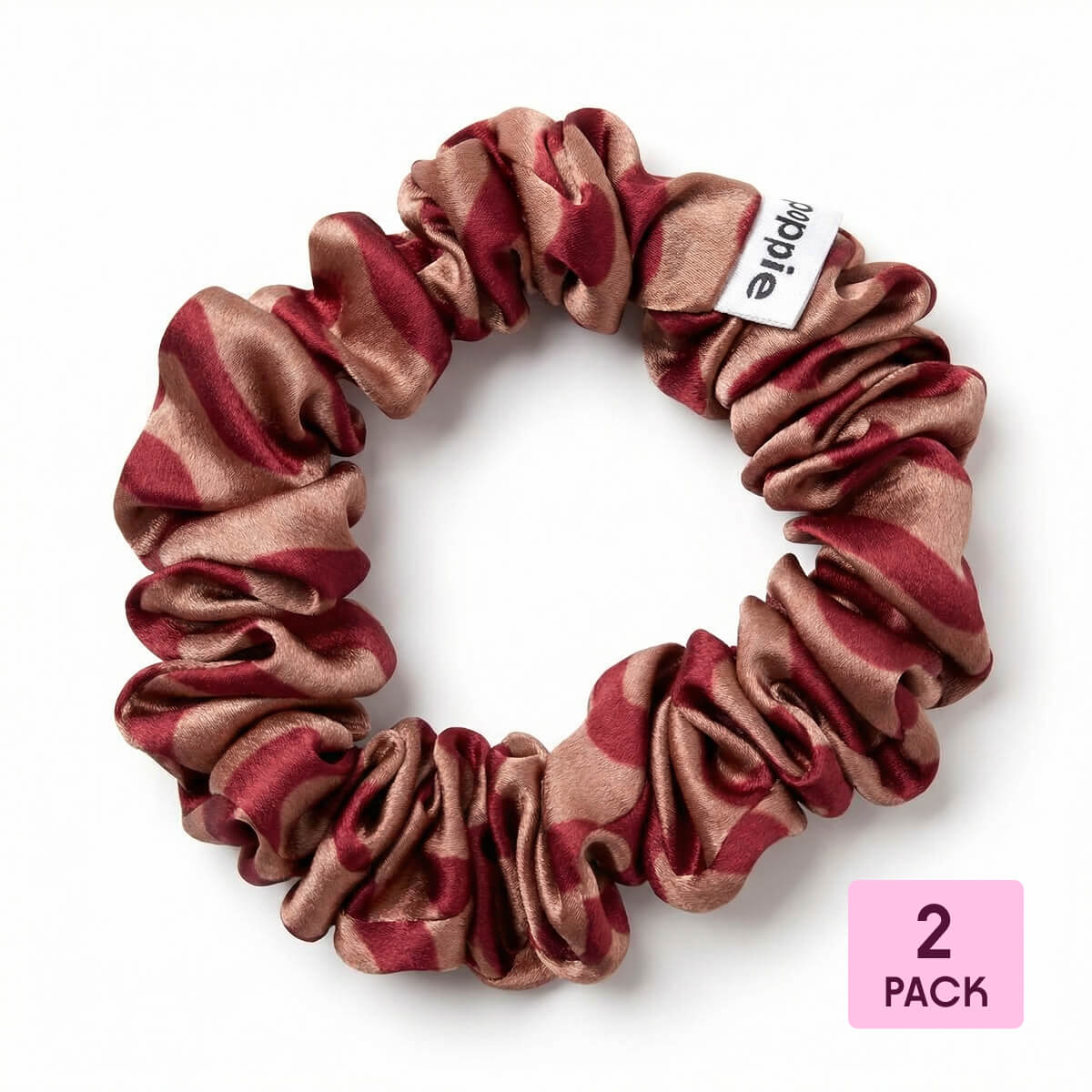Poppie, Scrunchie 100% Mulberry Silk Burgundy M