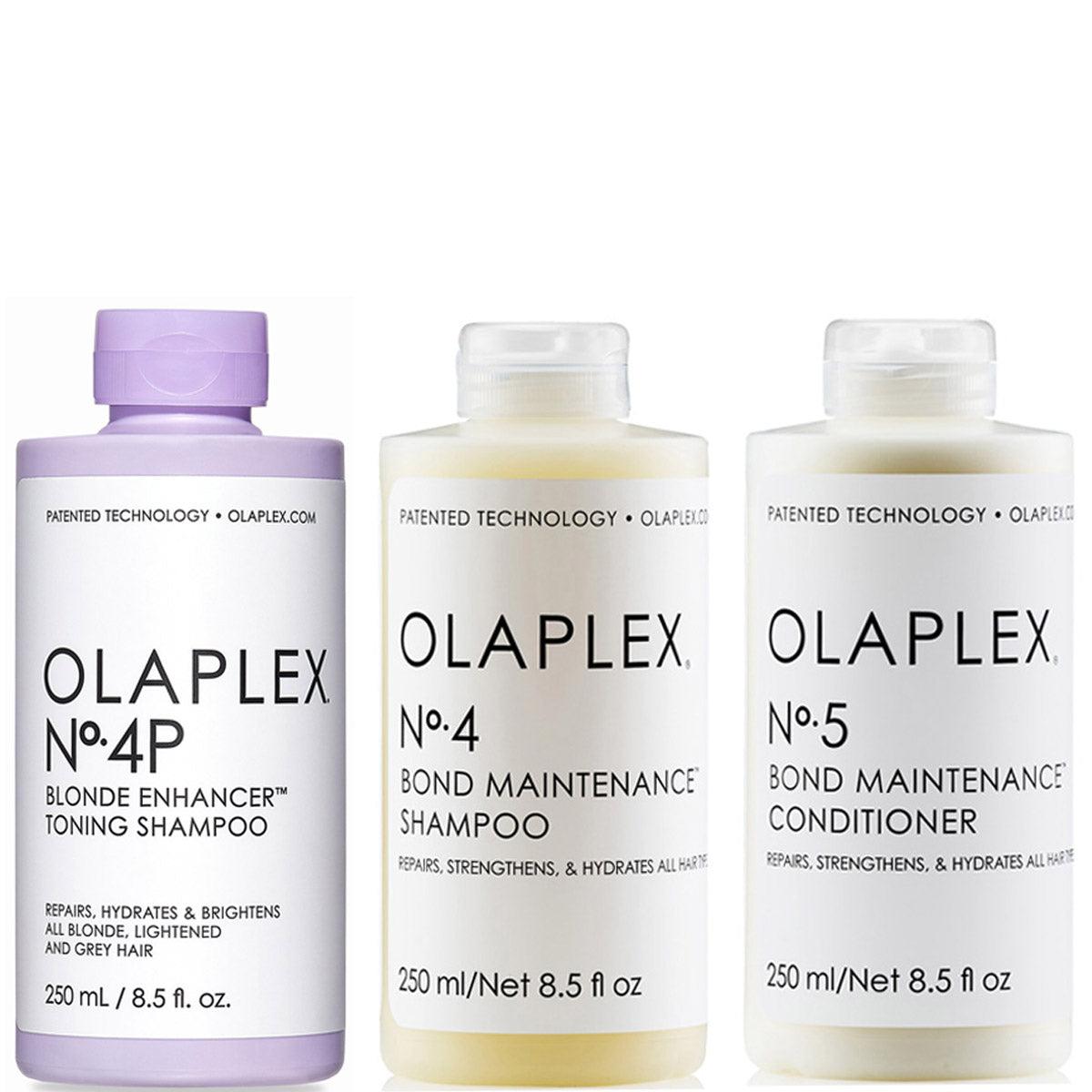 Olaplex, No 4p Blonde Shampoo + 4 Shampoo + 5 Conditioner Trio