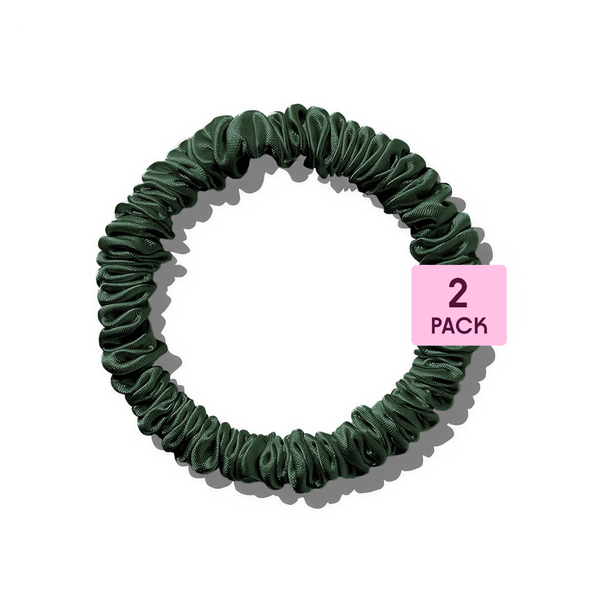 Poppie, Scrunchie 100% Mulberry Silk Green 2-pack